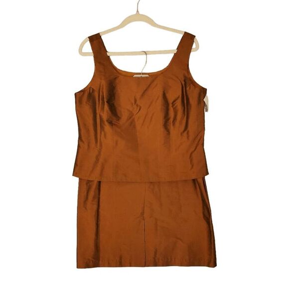 NWT Connie Roberson Women's Silk Bronze Tank Skirt Set 10 - Picture 1 of 13